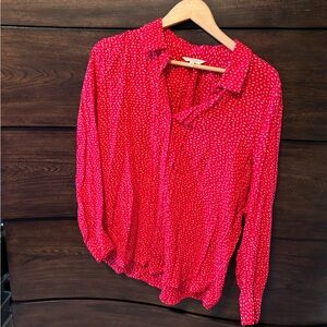 Lucky Brand Red Long Sleeve Button Down Shirt